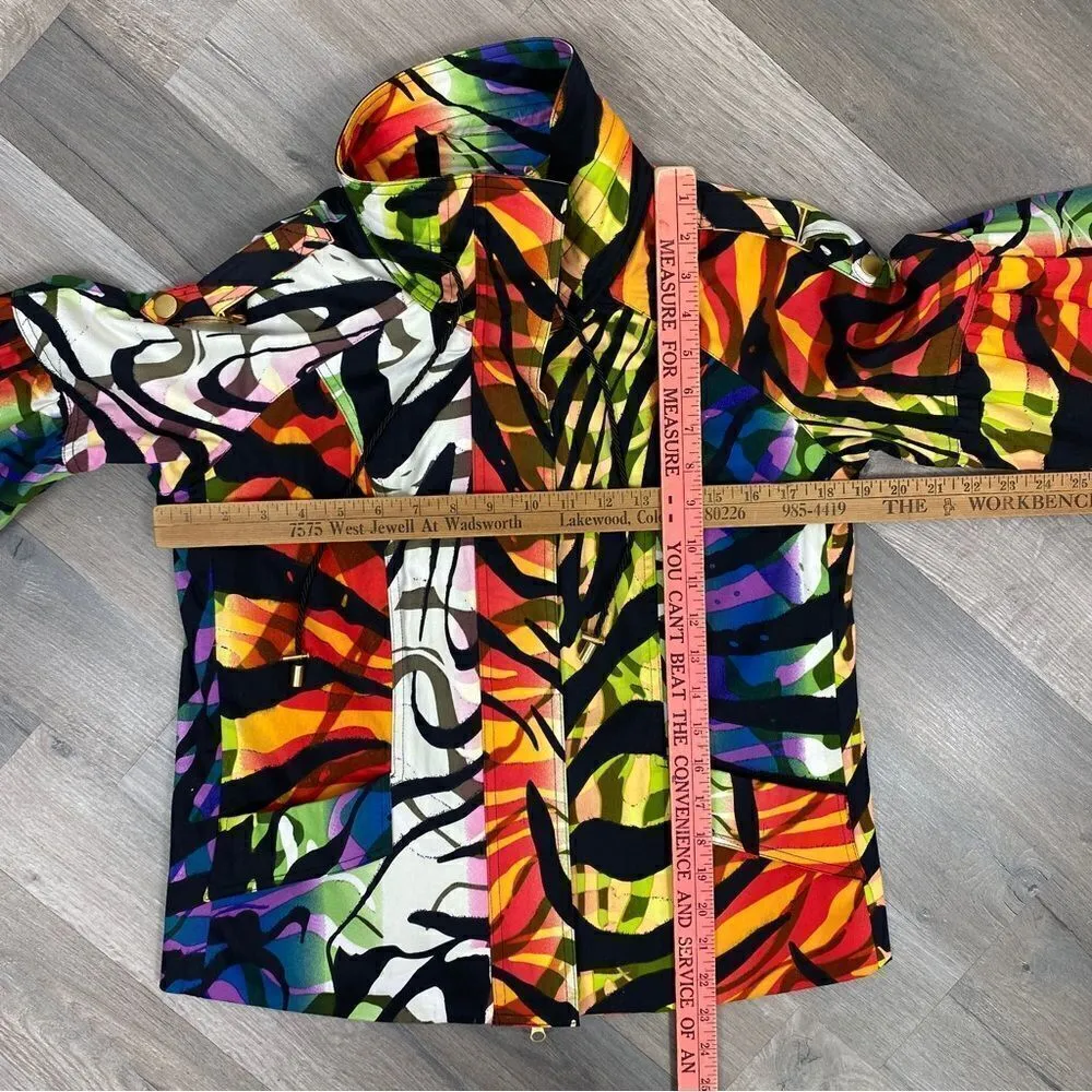 Just B Rainbow Tiger Stripe Flared 3/4 Sleeve Jacket Medium - Image 13