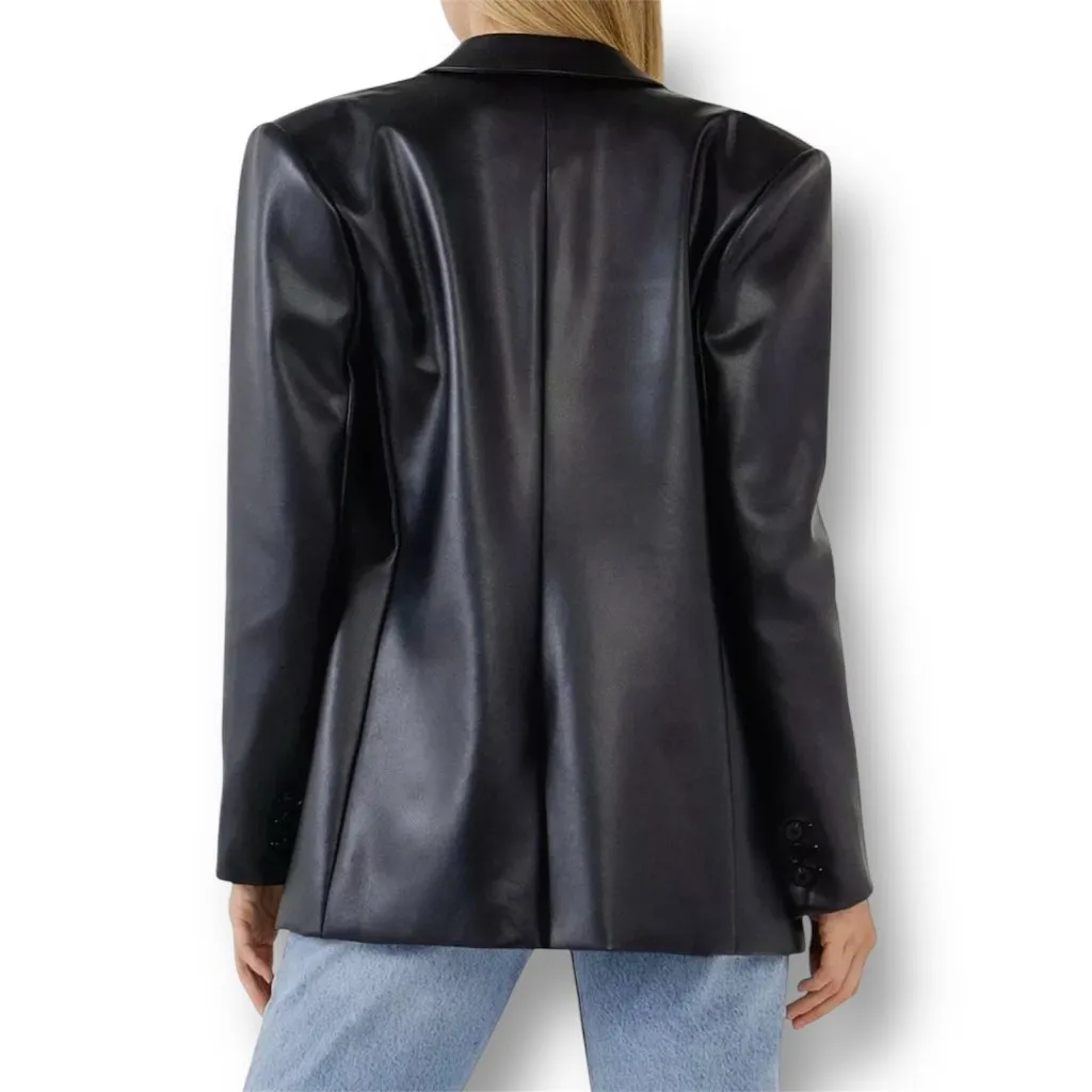 Endless Rose L Black Faux Leather PU Oversized Blazer Jacket Y2K Mob Wife NWT - Image 3