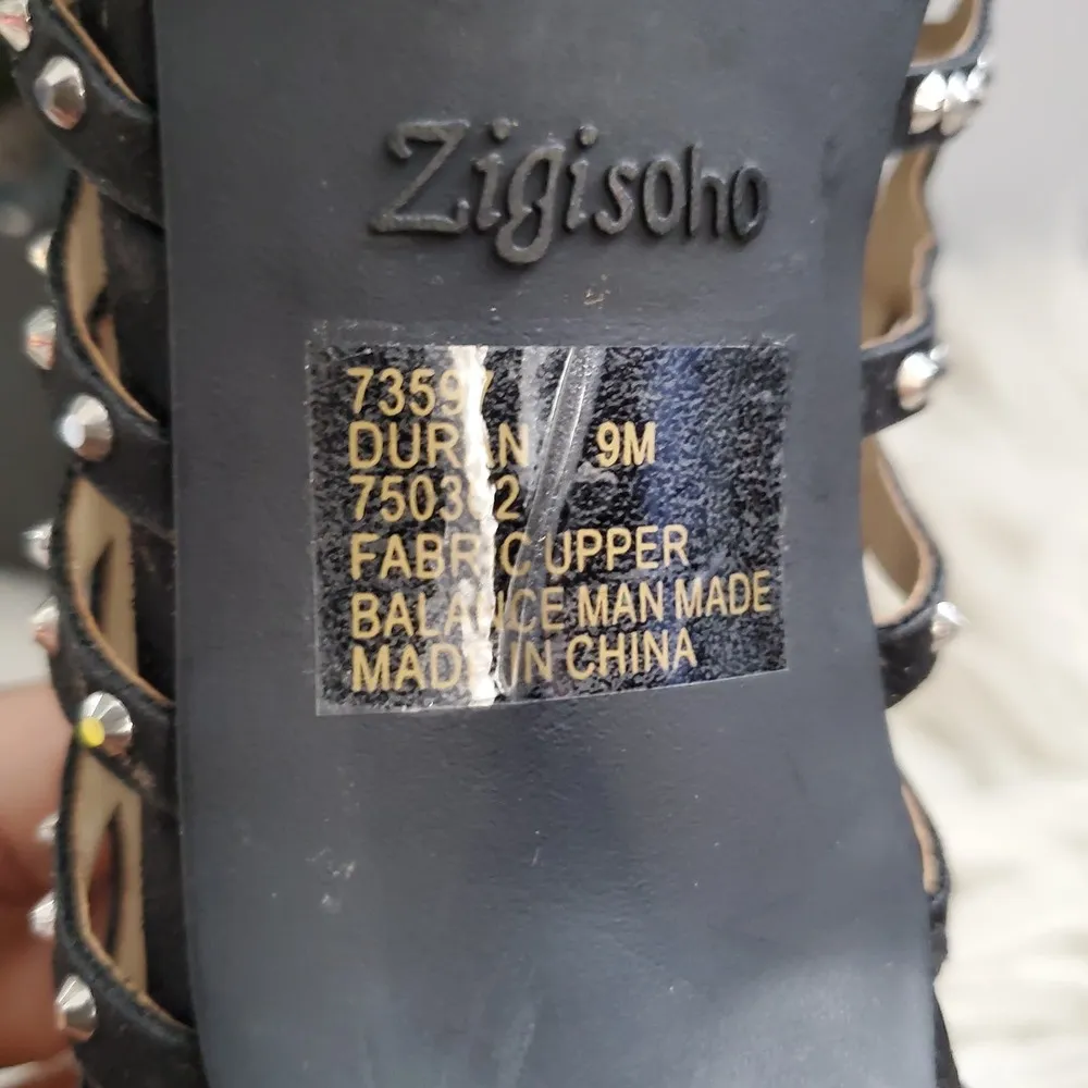 Zigi Soho Black Studded Open Toe Cage Heels Size 9M - Image 9