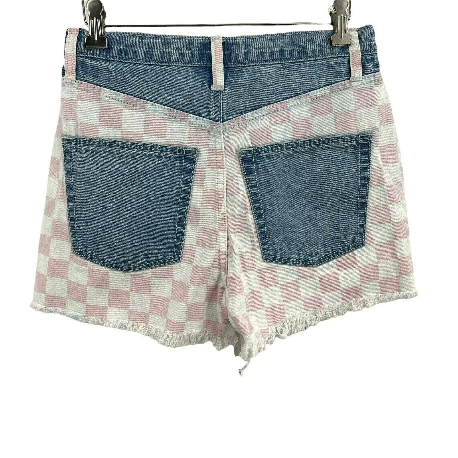 Juicy‎ Couture Pink Checkerboard Denim Cutoff Shorts Size 26 - Image 2
