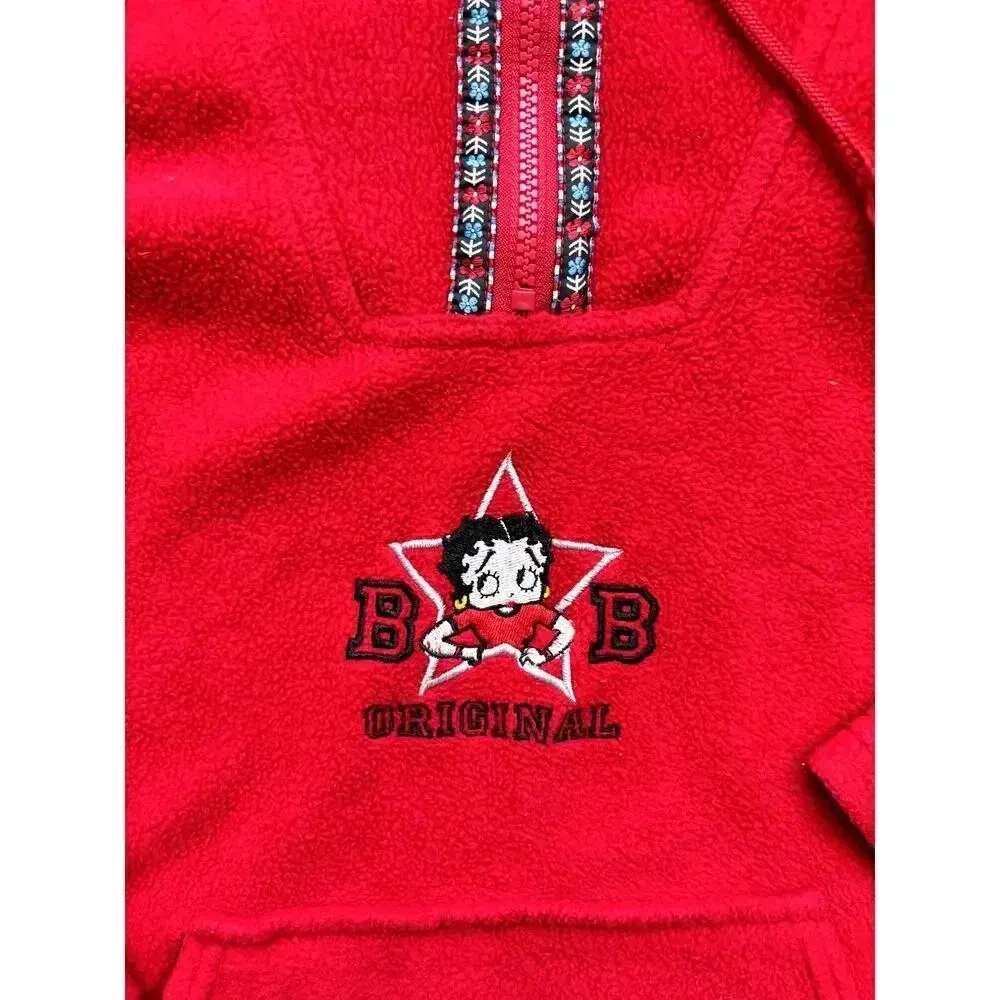 Betty Boop Red Half Zip Vintage hoodie - Image 3