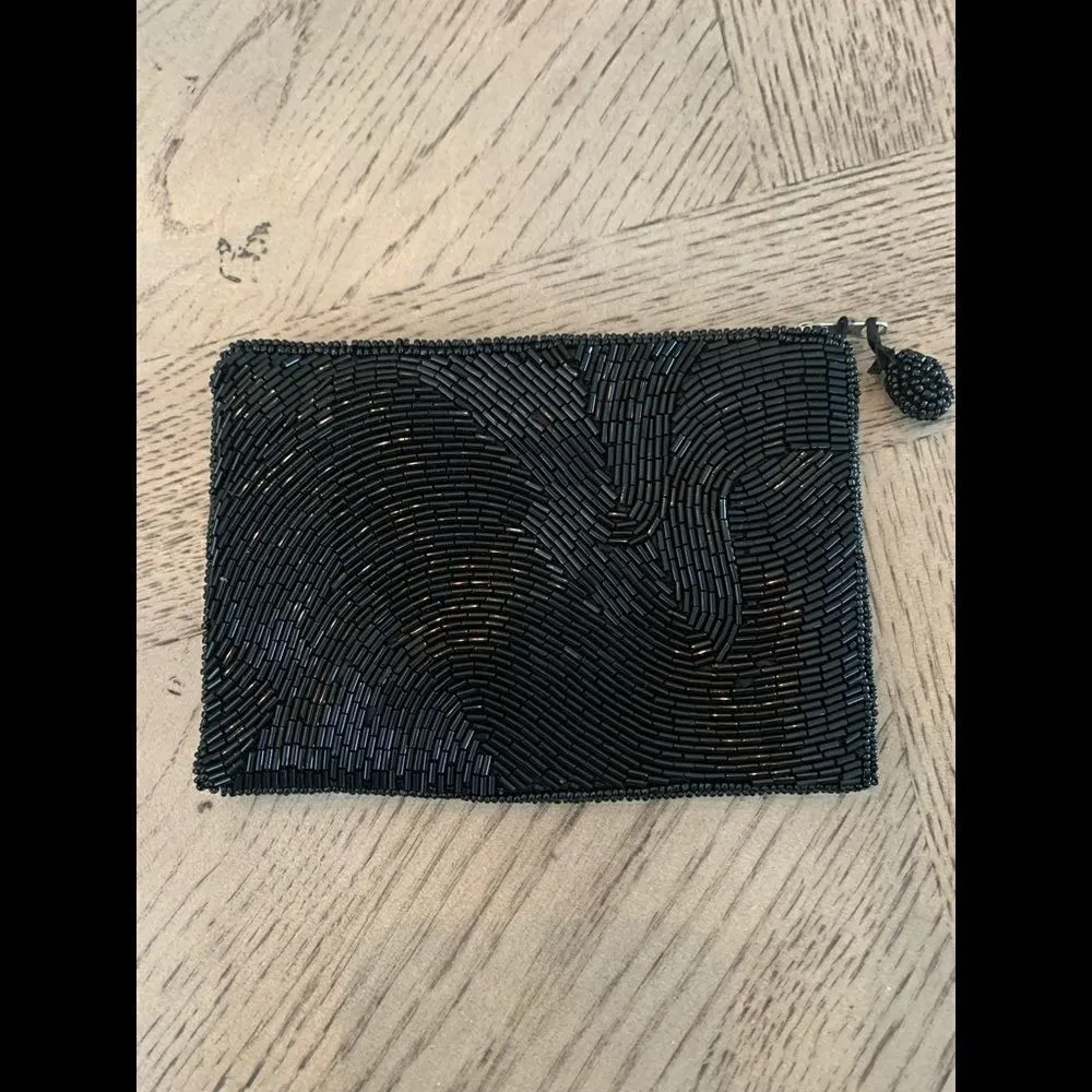 Target Black Beaded Small Cosmetic Pouch Coin Purse - Image 2