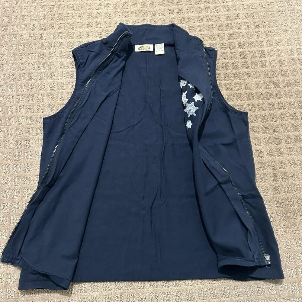Vintage Collections ETC Womens Snowflake Vest Navy Blue Size Large L Holiday - Image 5