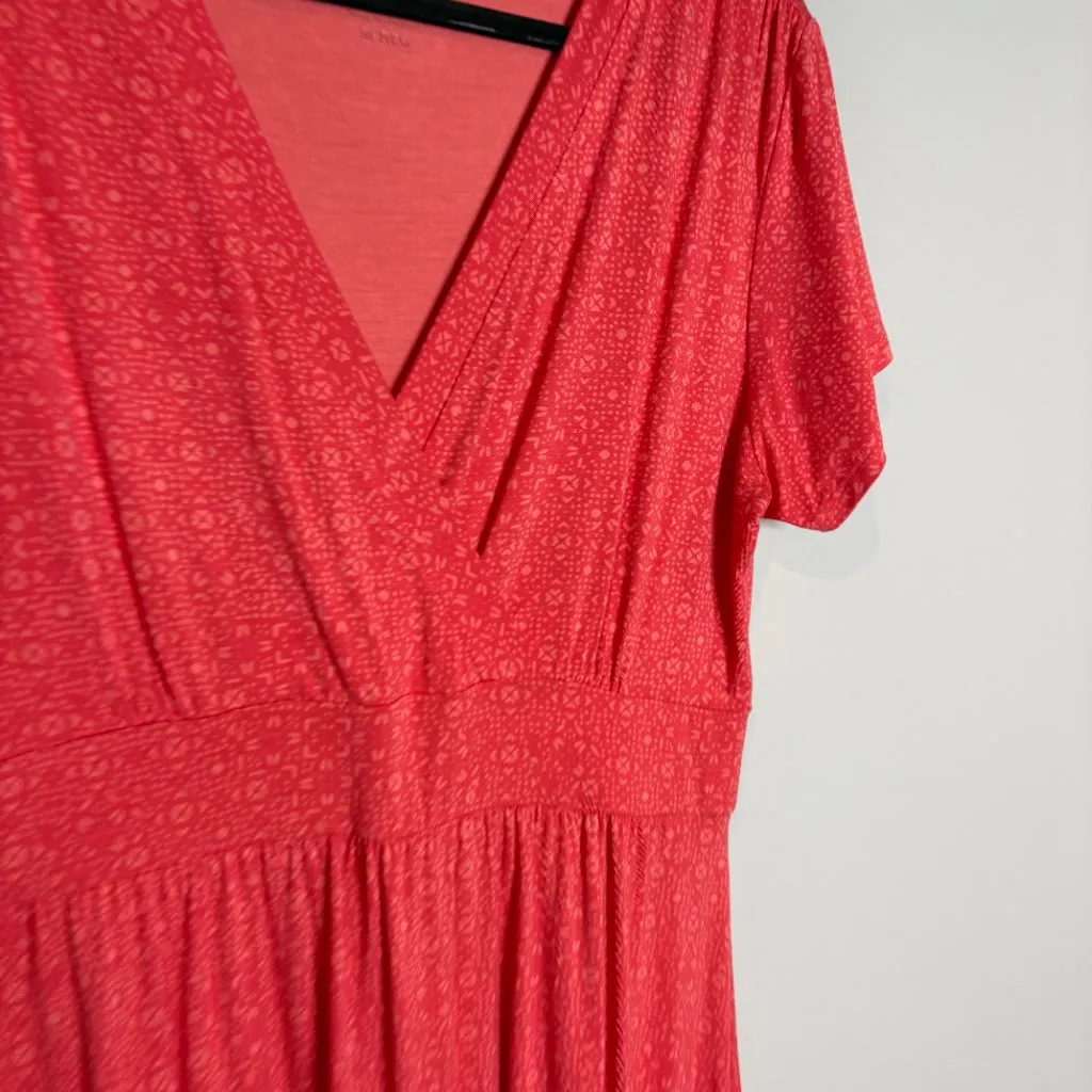 L.L. Bean coral salmon patterned Summer Knit dress Orange Size M - Image 2