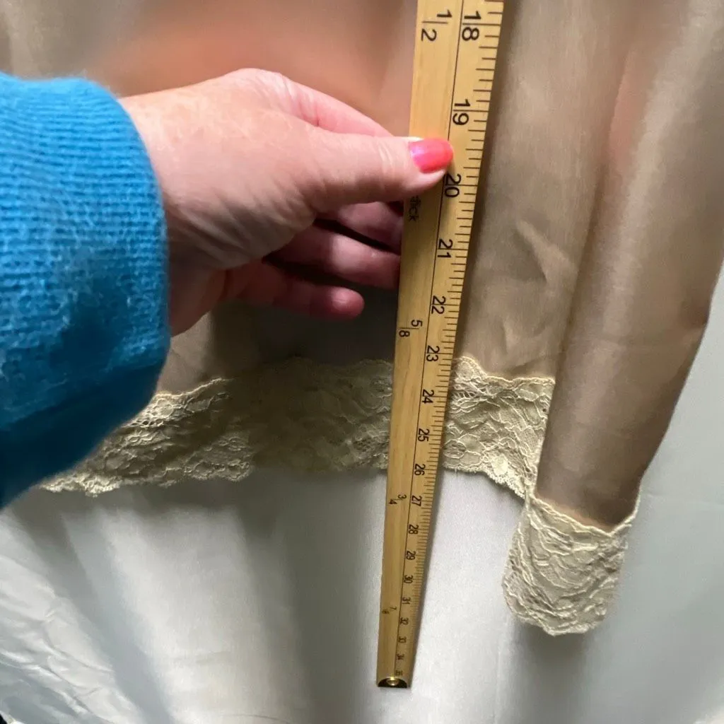 Denim24/7 size 22W satin camisole lace sequin trim. Tan - Image 6