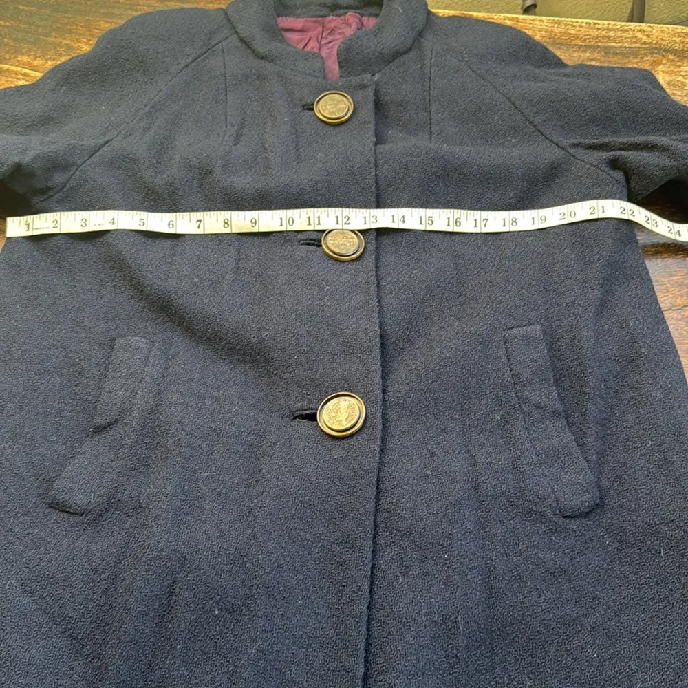 VINTAGE Kapmoor NY ILGWU union tag blue wool Swing coat ornate Asian buttons Size undefined - Image 7