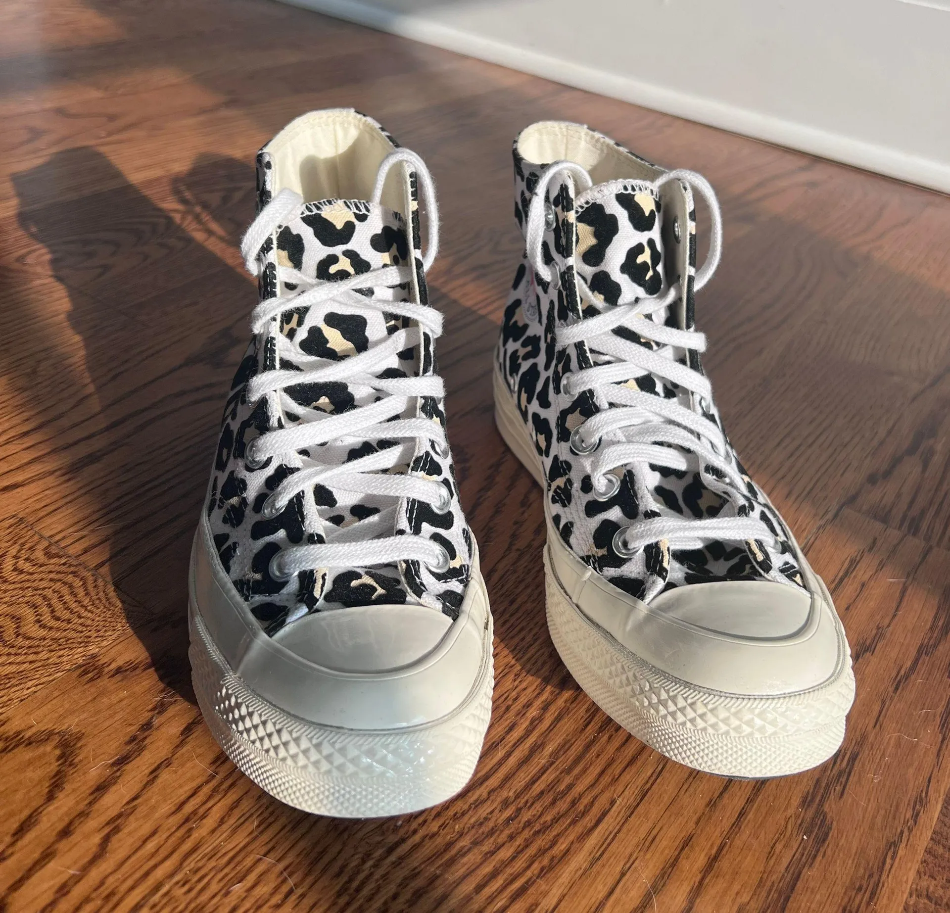 Converse Chuck 70’ Hi Flocked Leopard Print Sneakers - Image 2