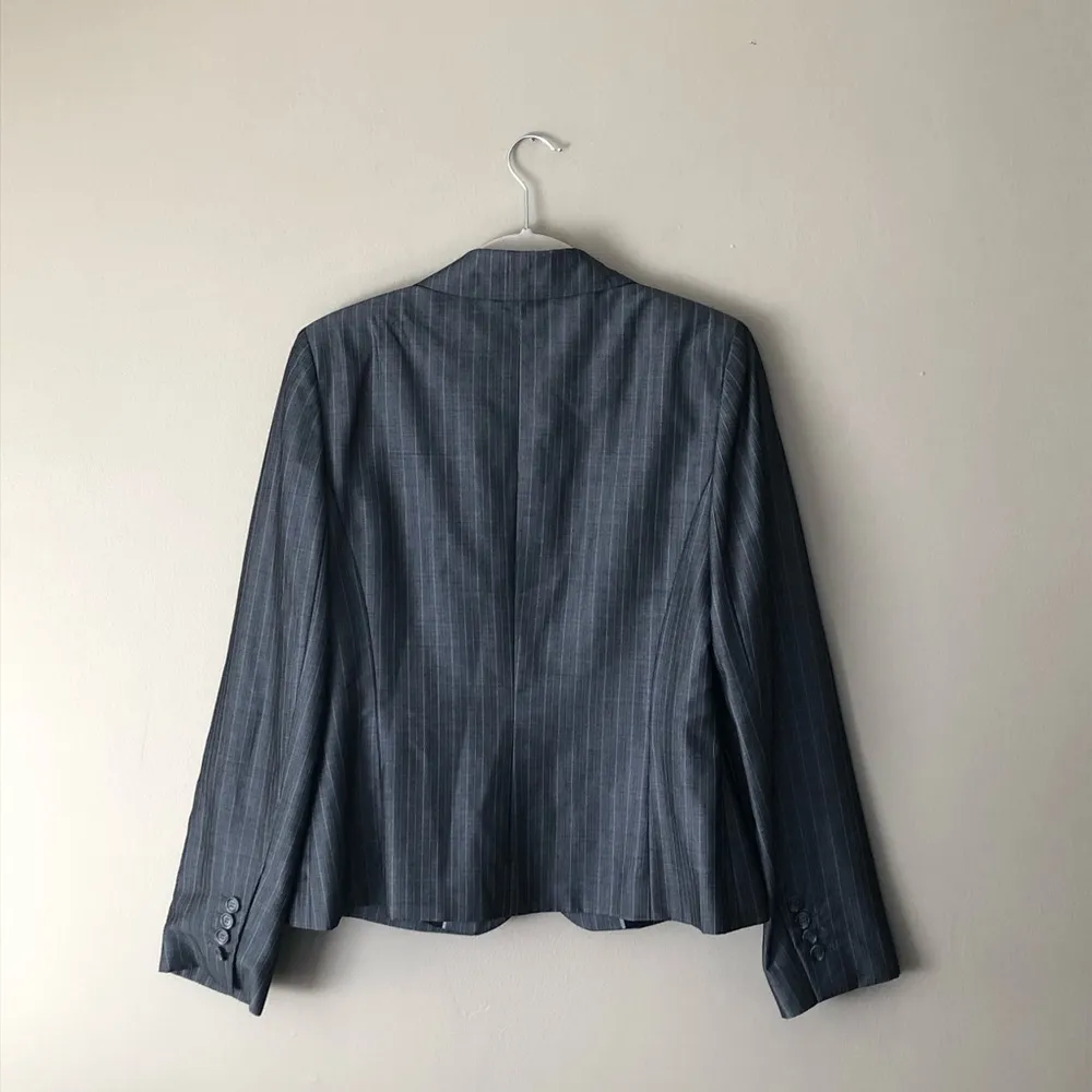 Loft  | Gray Pinstriped Wool Blend Blazer - Image 35