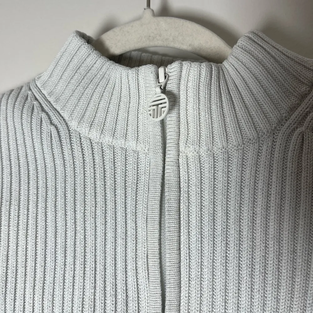 Tory Burch Sport Retro Preppy White Blue Color Blocked Cardigan Sweater Sz M Size M - Image 2