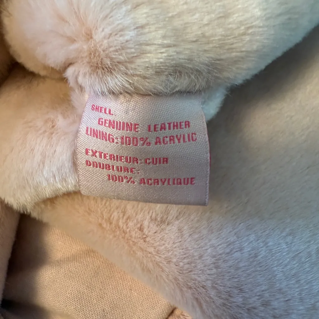 UGG Australia Blush Pink Suede Shearling Shawl Wrap Poncho Sz S/M VTG Rare - Image 5