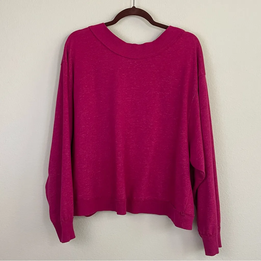 Pilcro‎ Ryanne Open Back Sweatshirt Magenta Pink by Anthropologie Size XL - Image 4
