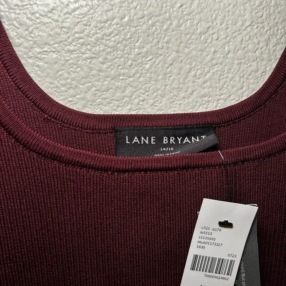 NWT Lane Bryant square neck knit to woven tank dress maroon (14/16)‎ - Image 6