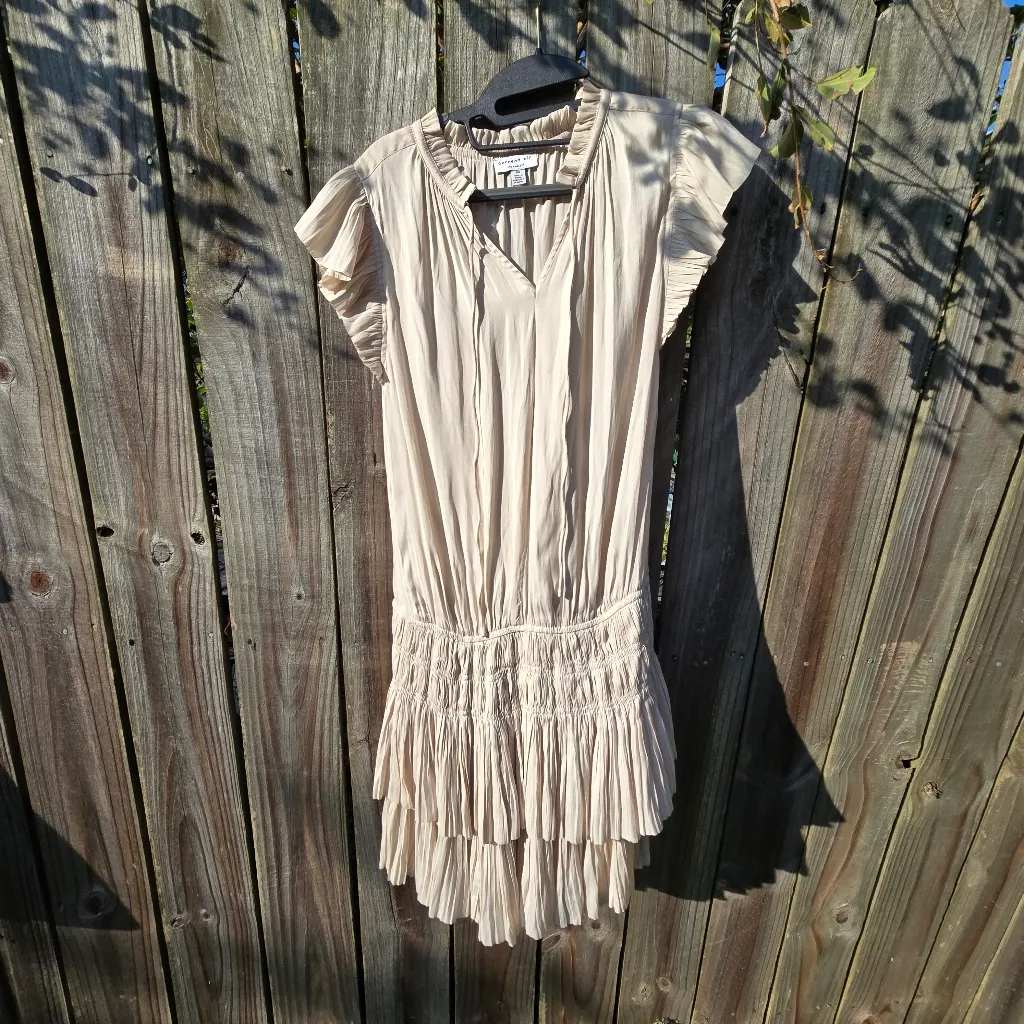 Current Air Ecru Mini Dress With Pleated Skirt XS - Image 4