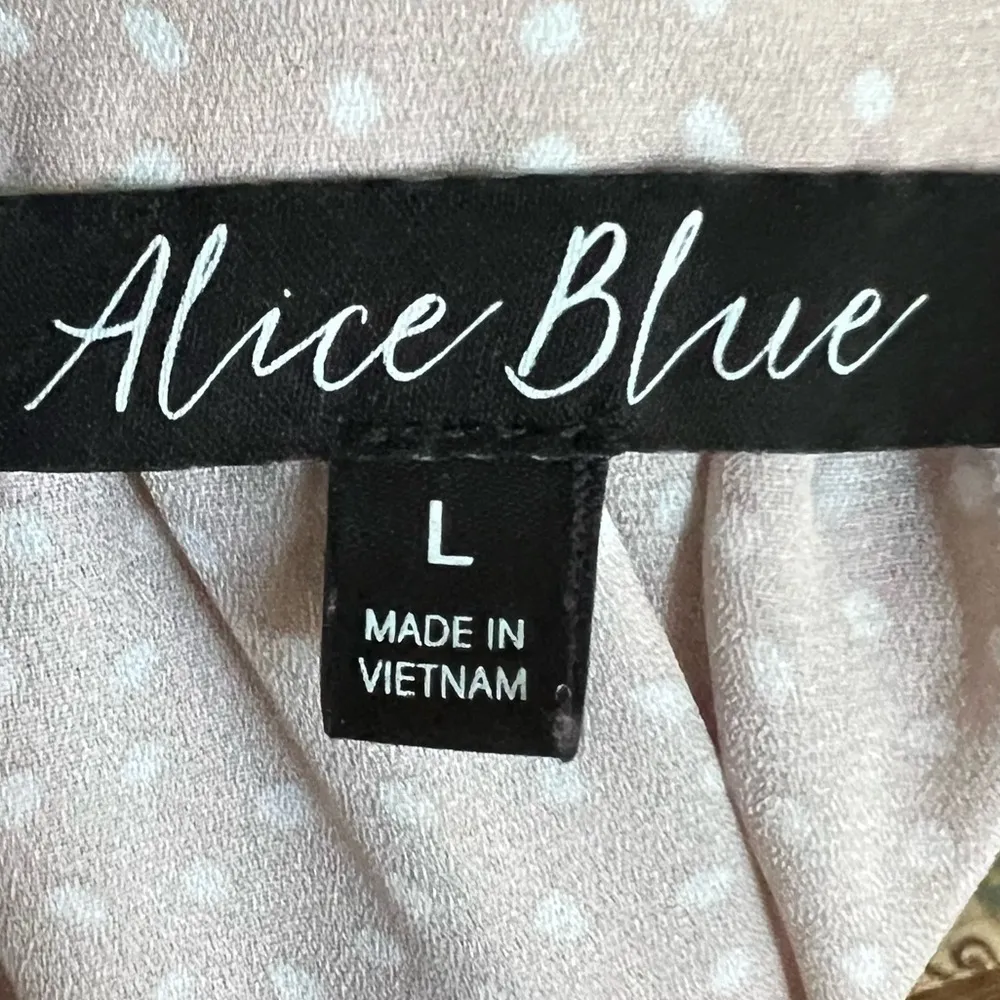 Alice Blue Simona Cream Polka Dot Sleeveless Henley Blouse Women Large - Image 7