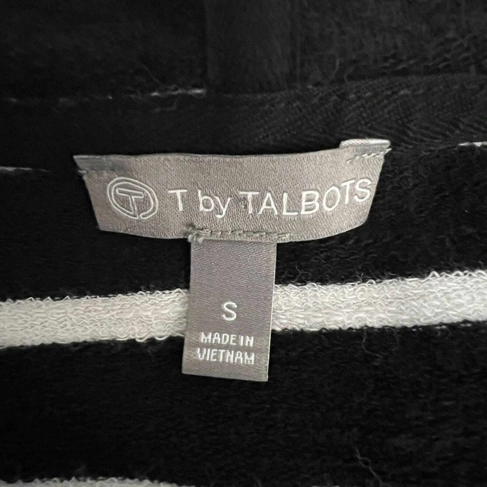 Talbots Sweater Womens‎ Small Black White Striped Hooded Open Cardigan Casual - Image 7