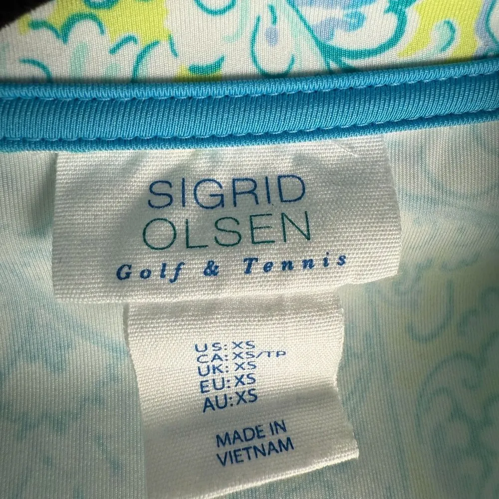Sigrid Olsen Golf & Tennis Full Zip Jacket Blue Paisley Gold Size XS - Image 4