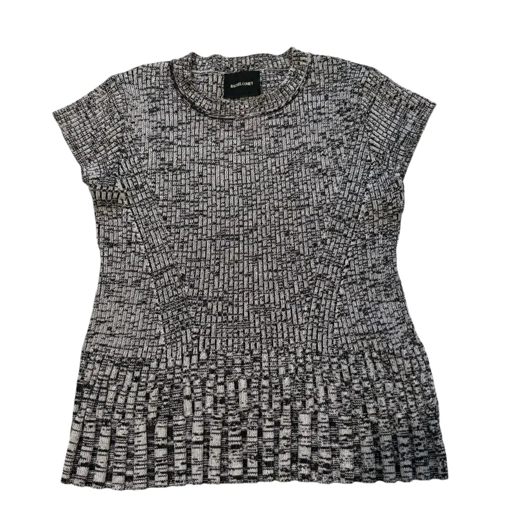 Rachel Comey Blkack & Gray Knit Cap Sleeve Ribbed Crop Top - Image 9