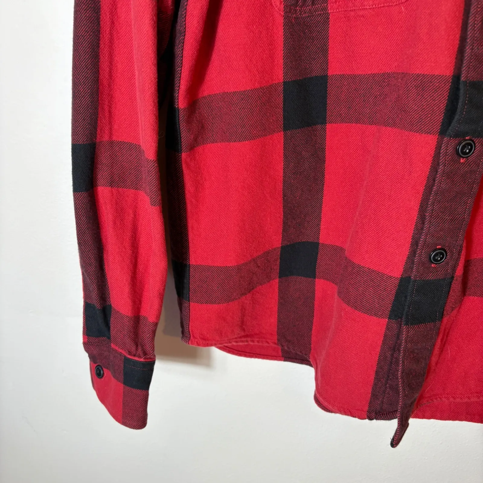 Madewell Buffalo‎ Plaid Flannel Shirt Button Down Red Black Size Large - Image 4