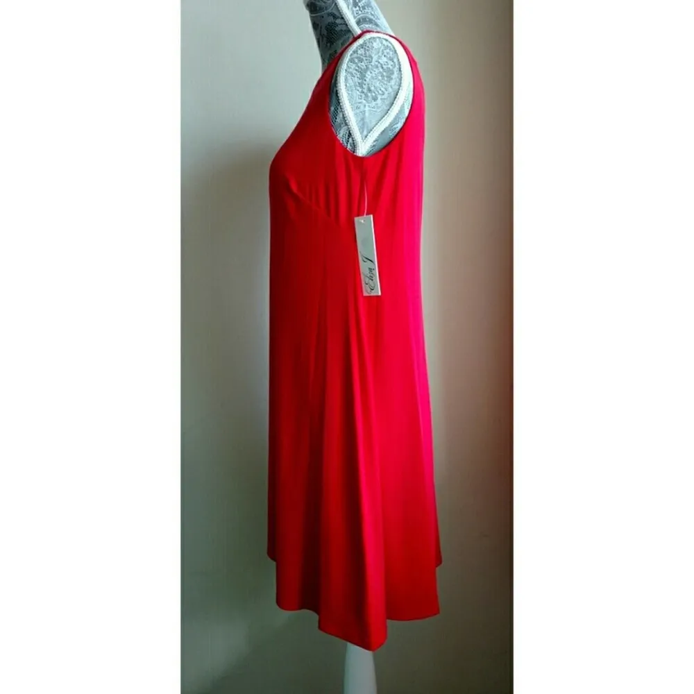 Eliza J Lace-Up Back A-Line Dress Red Jewel Neck 6 New - Image 3