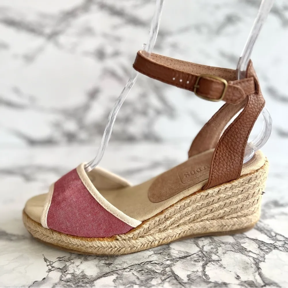 Soludos Espadrille Wedge Sandals Ankle Strap Red Canvas 6 - Image 8
