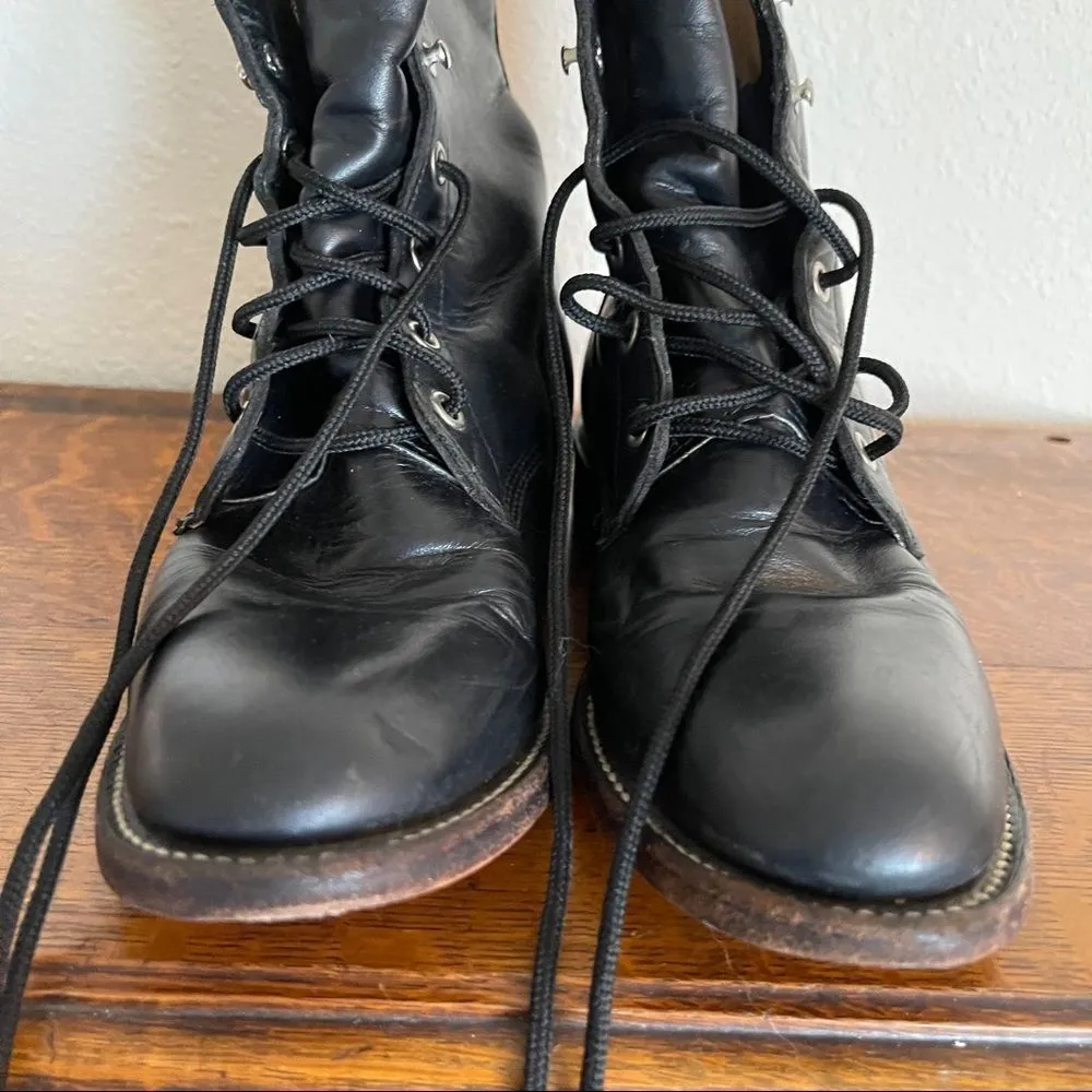 Vintage Justin Leather Lace-up Ropers Black‎ - Image 4