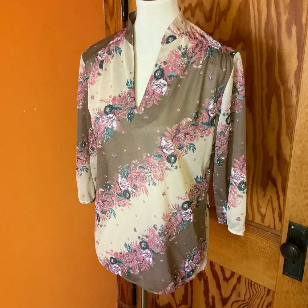 Vintage 70s floral top Size M - Image 5