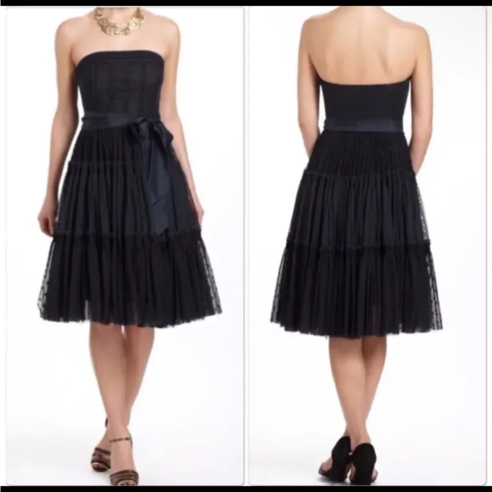 Moulinette Soeurs Black Lace Tulle Gothic Vamp Corset Top Strapless Dress Sz 6 - Image 2