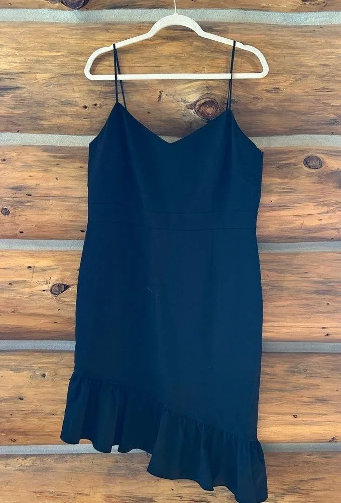 Asymmetric Black Ruffle Hem Dress - Image 3