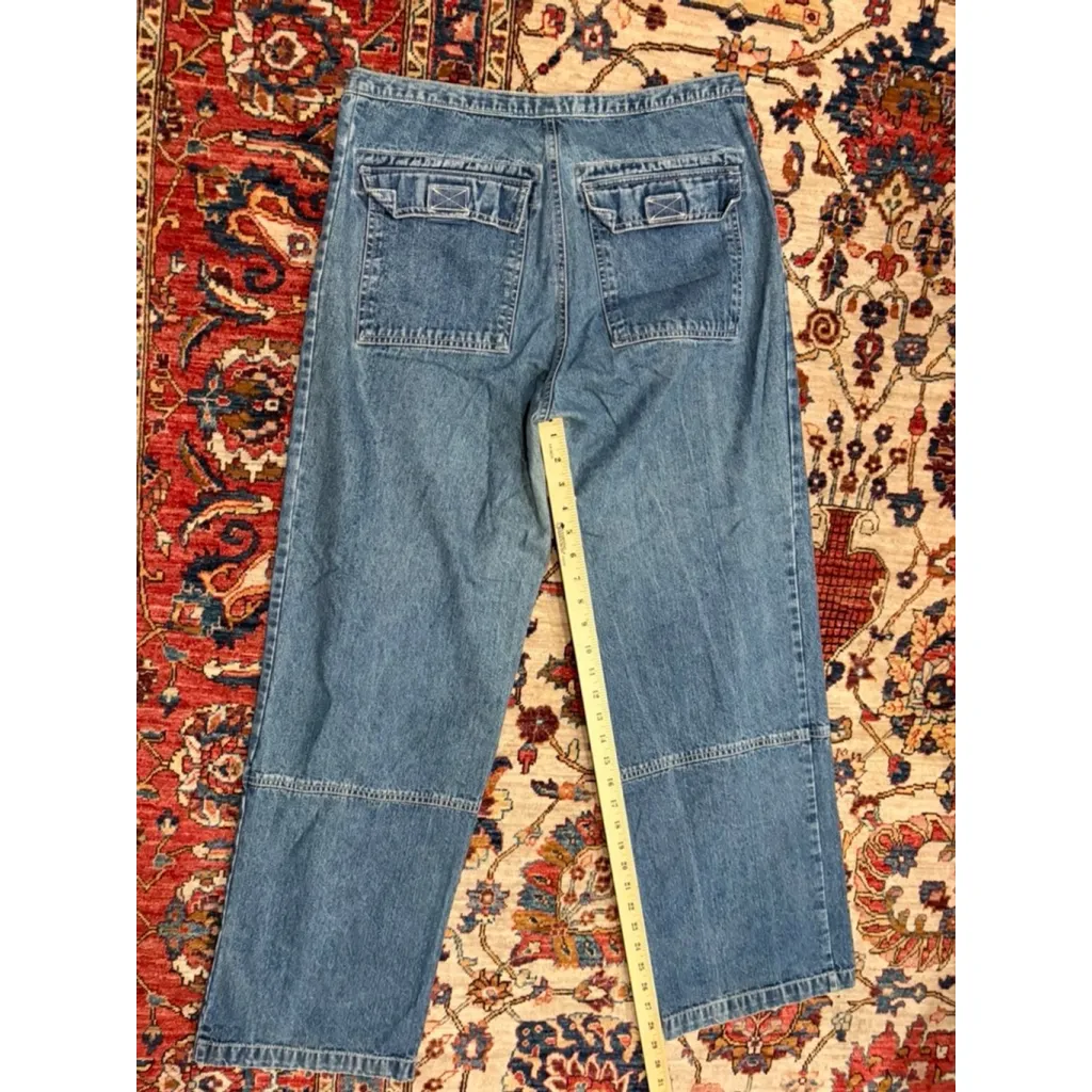 Vintage SO•LA Double Knee Drawstring Denim Utility Workwear Jeans Size 9 Blue - Image 7