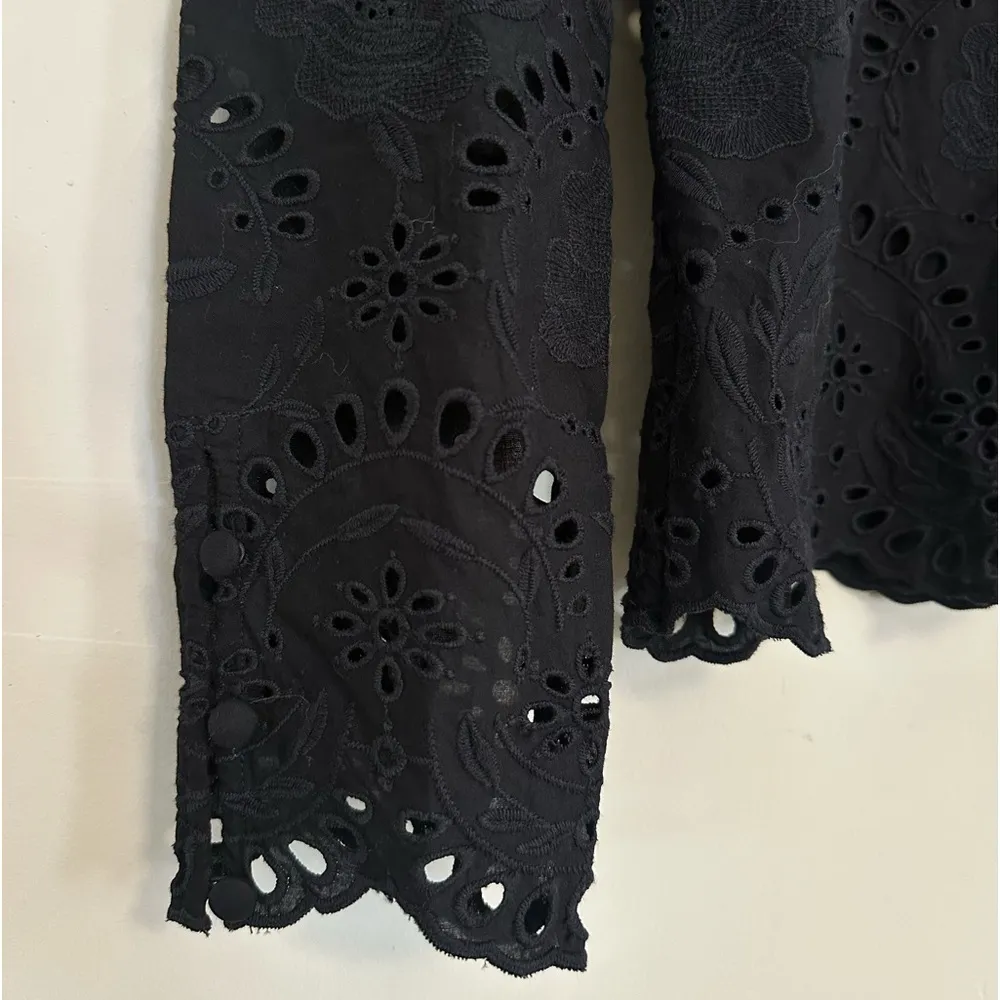 & Other Stories Black Eyelet Puff Sleeve Blouse | Paris Atelier NWT Size 0 (XS) - Image 4