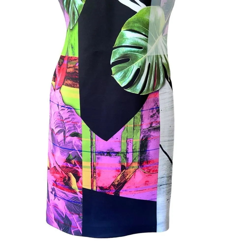Clover Canyon Painted Garden Perforated Scuba Sheath Dress Floral Flowers - Image 3