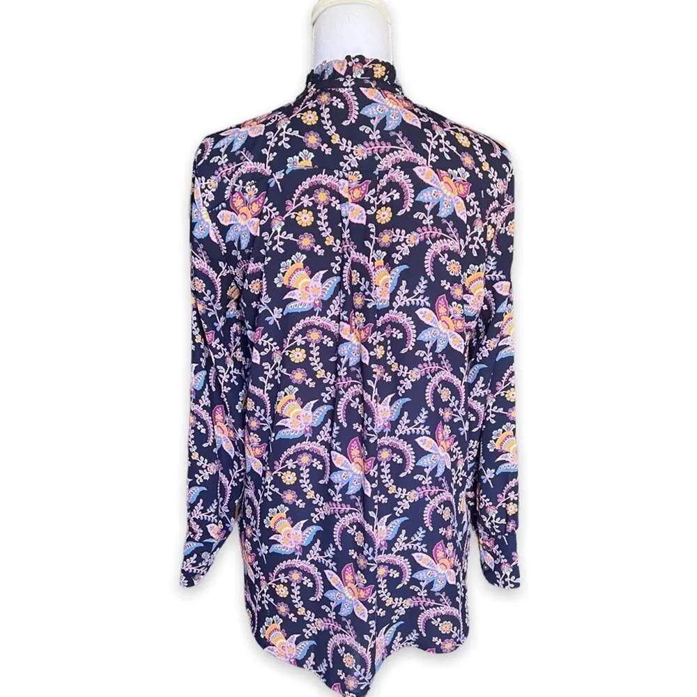 LOFT Petite Garden Pintucked Tunic Floral Blouse - Size MP - Image 6
