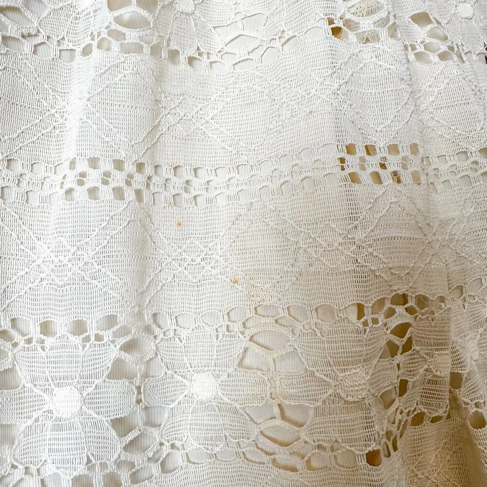 Antique Edwardian Lace Dress with Collar and Embroidered Flowers - Image 5