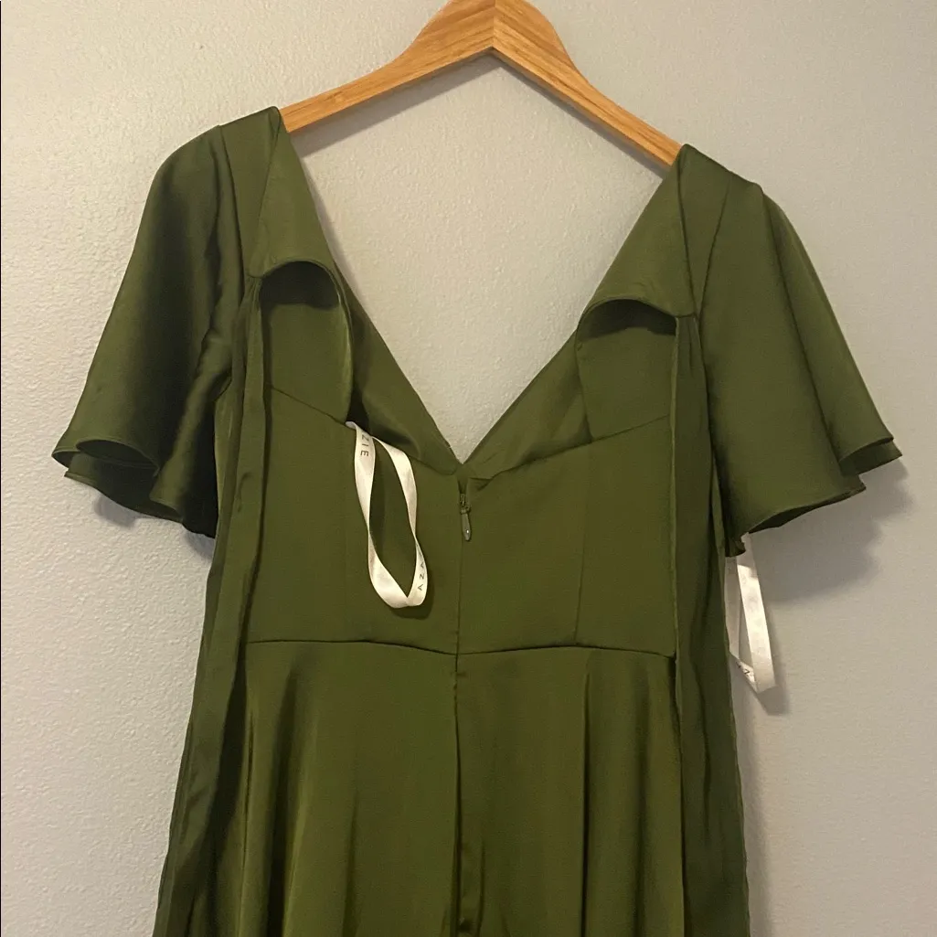 Azazie Olive Green Maxi Dress - Image 5