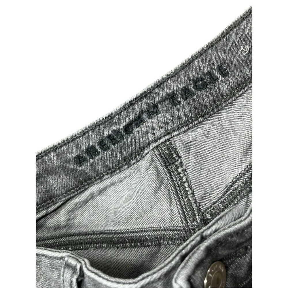 American Eagle Gray Distressed Mom Jeans Size 10 short - Image 8
