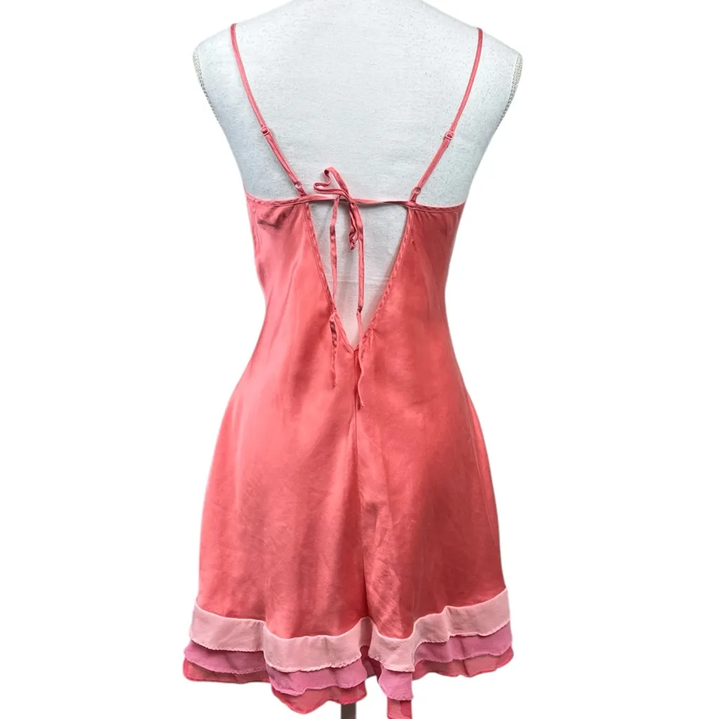 Victoria’s Secret Y2K Silk Mermaid Ruffle Pink Slip Dress Vintage Chemise Size M - Image 3