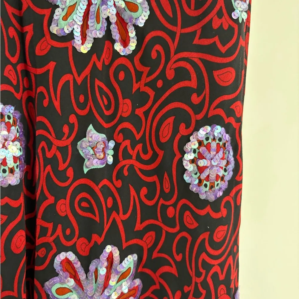 Nicole miller vintage Y2K 90s boho artsy floral sheer Embellished skirt sz 0 25 - Image 7