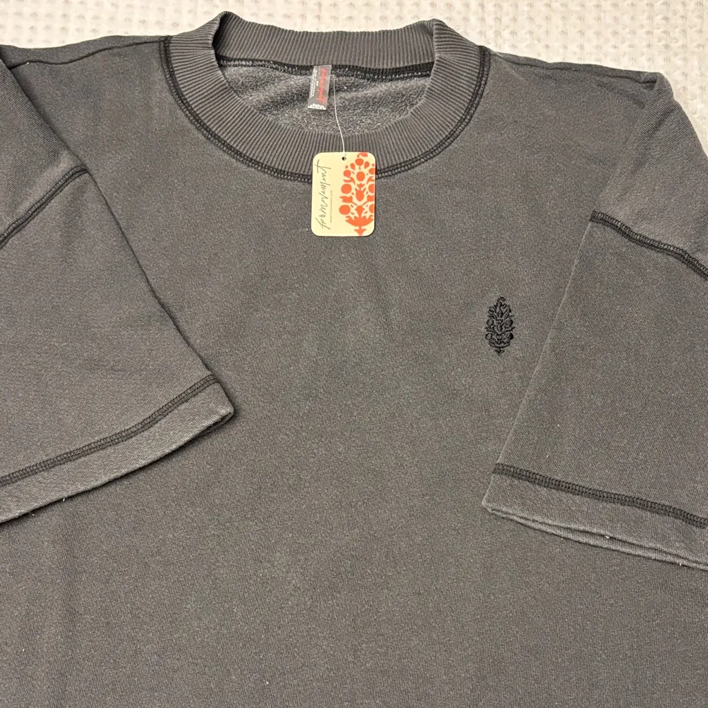 NEW! FREE PEOPLE MOVEMENT Back Me Up MEDIUM Dark Shadow Gray Sweatshirt Relaxed - Image 8