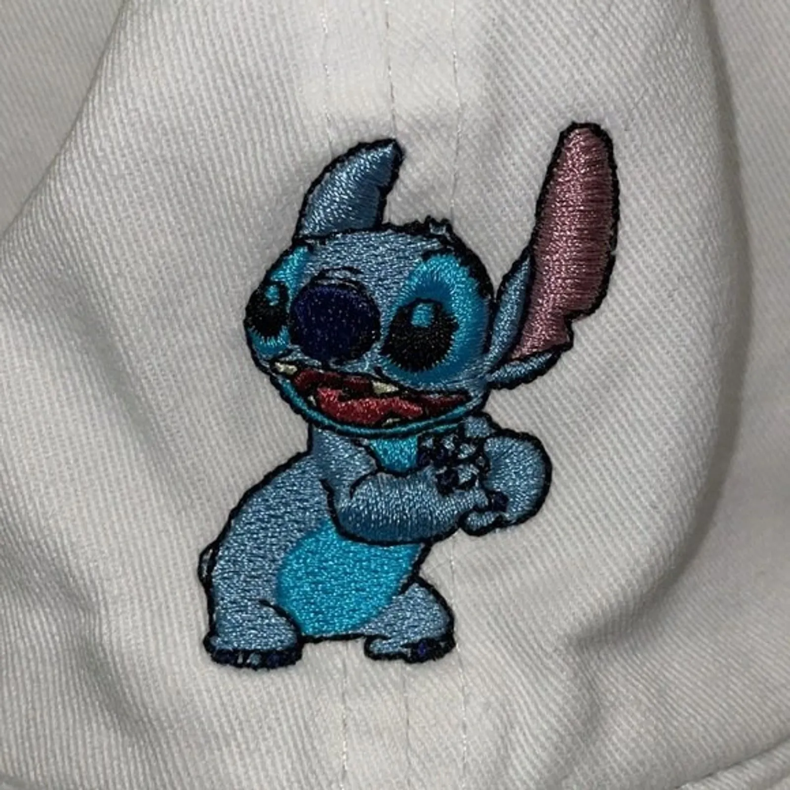 Disney Lilo & Stitch Embroidered White Hat Cap OS Cotton Adjustable - Image 3