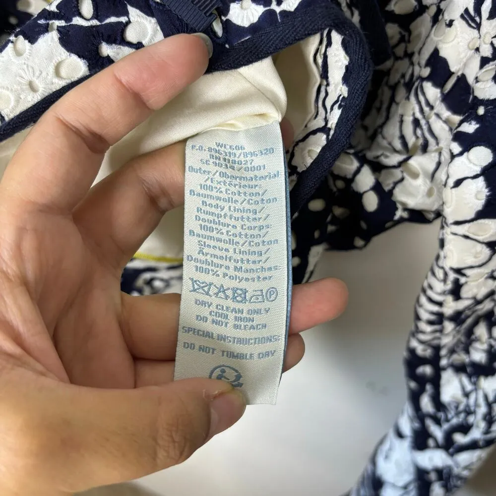 Boden Amelie Broderie Biker Jacket Women's Size 4 Blue - Image 12