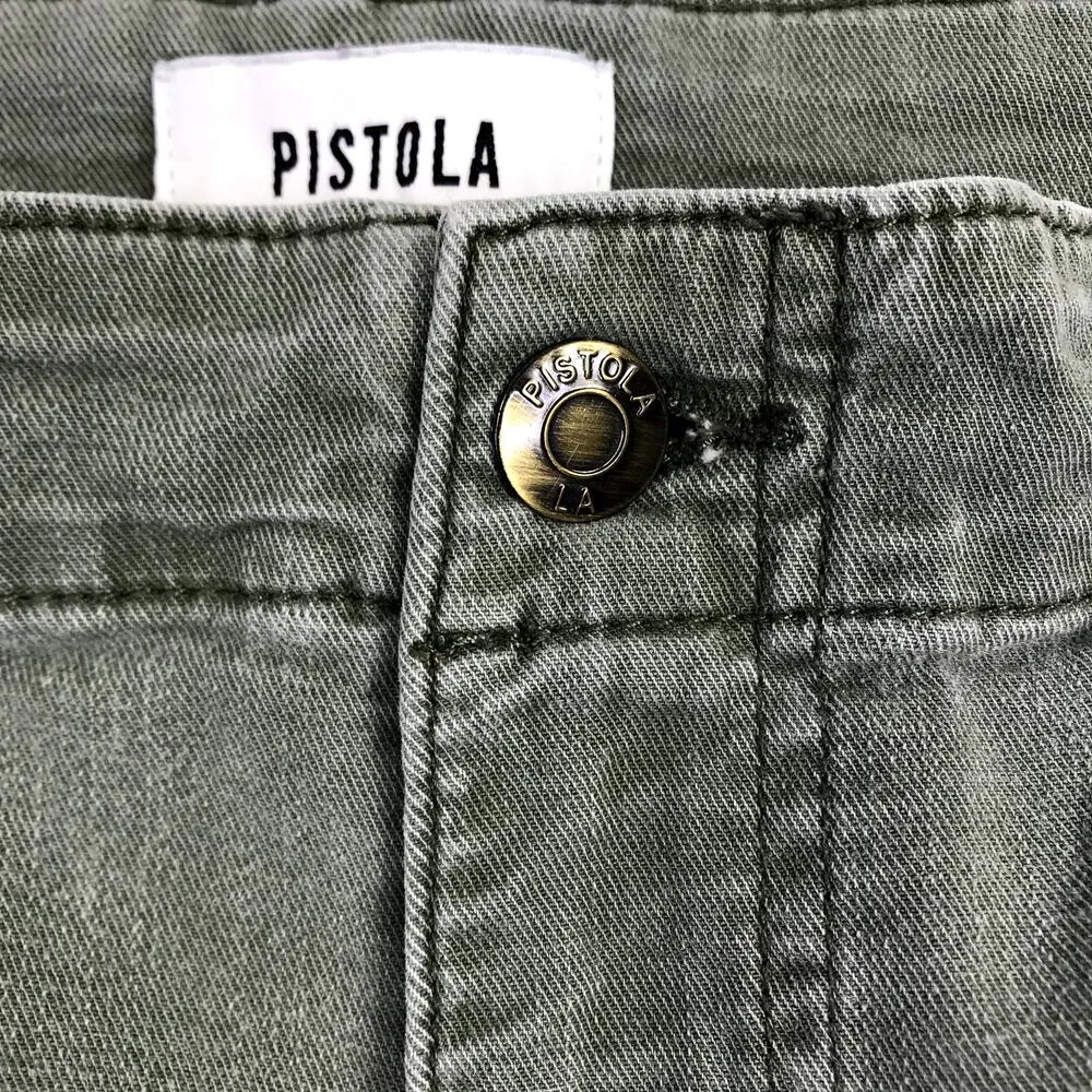 PISTOLA Pamela Straight Leg Pant Women 31 Olive Green Crop Utility Streetwear - Image 5