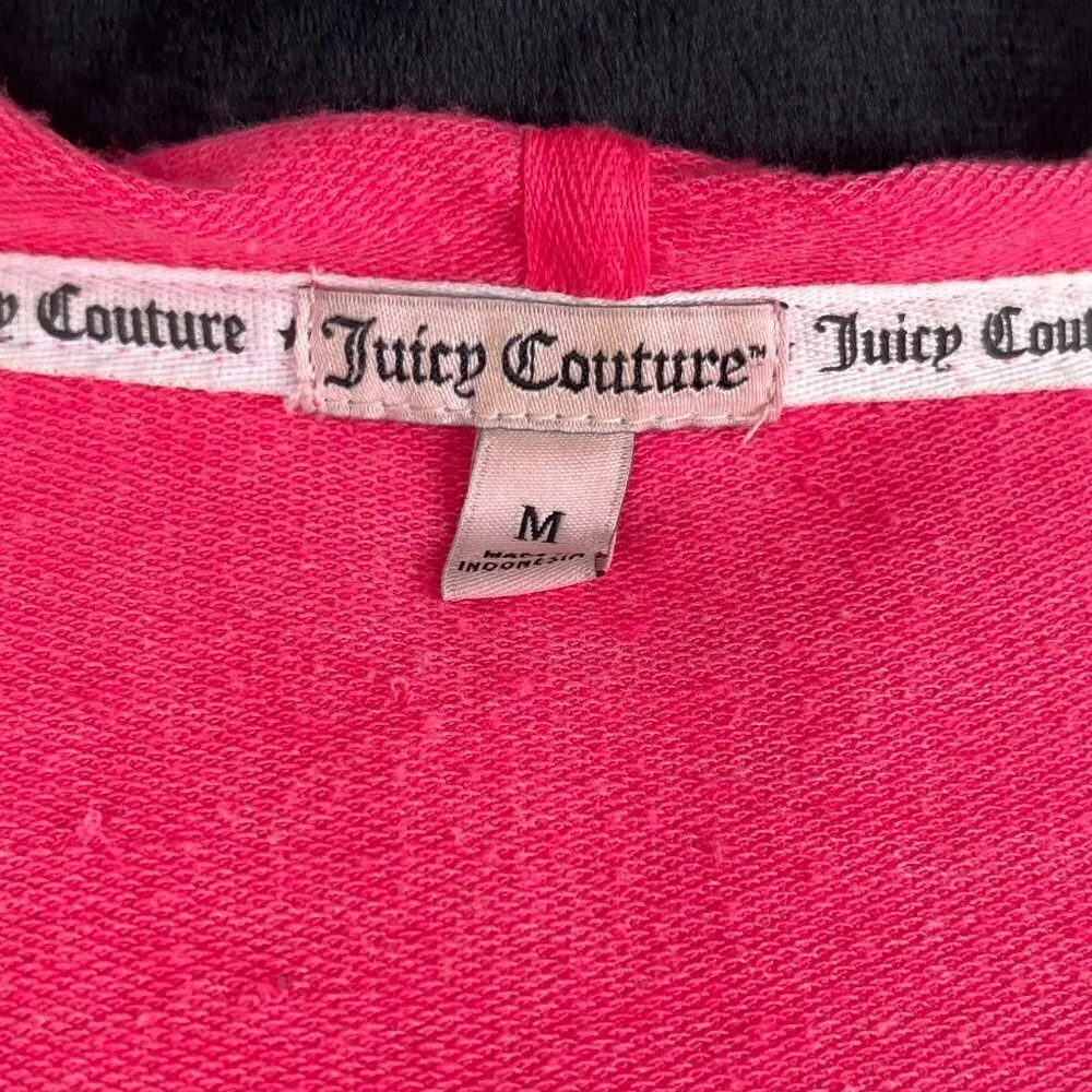 Juicy Couture 90s Y2K Style Pink Studded Hoodie Zip Up Sweatshirt - Image 6