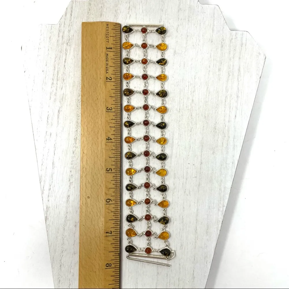 Baltic Amber, sterling silver lace bracelet, 28.5g - Image 14
