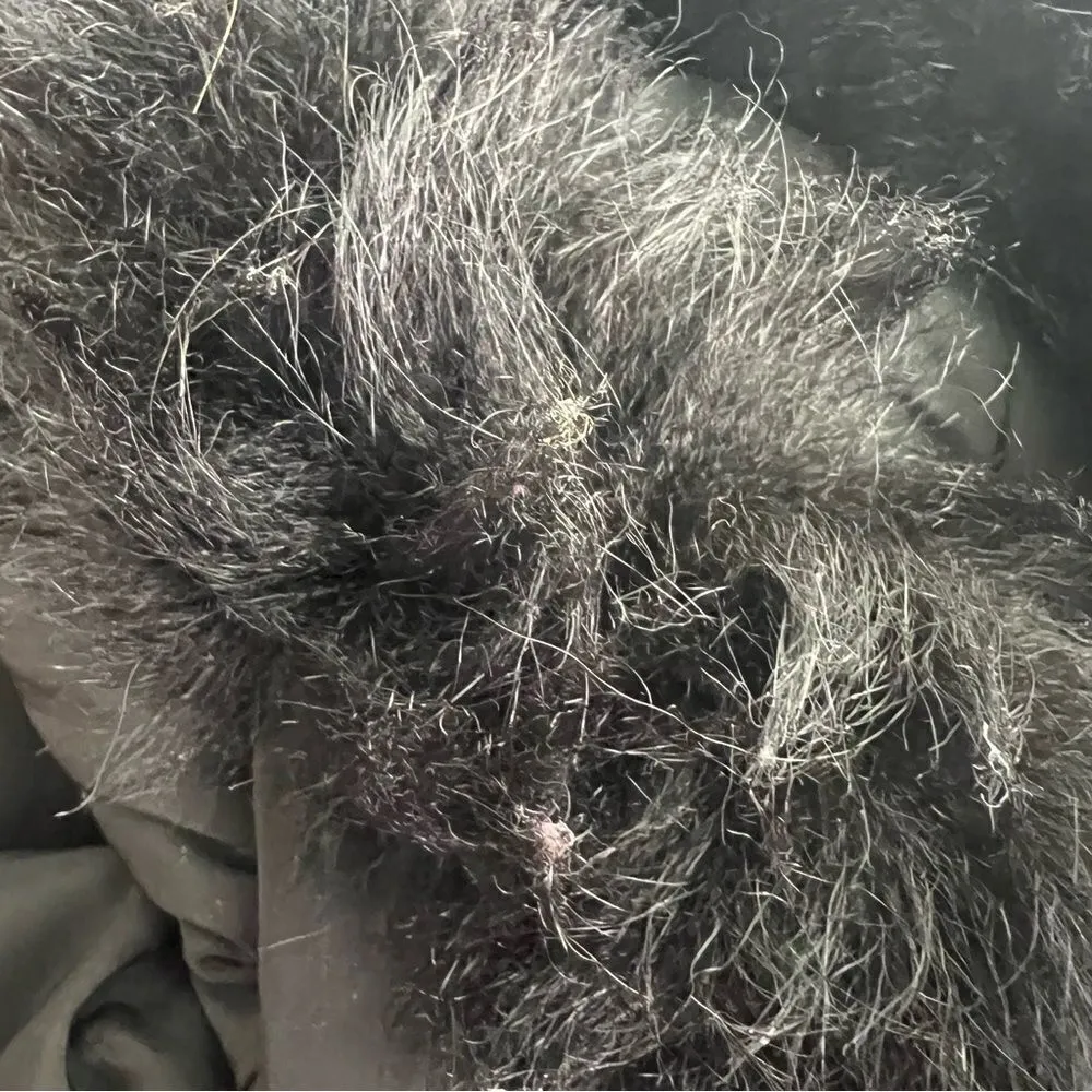 Larry Levine‎ down, puffer coat with fox tail fur trim with flaws womens small - Image 2