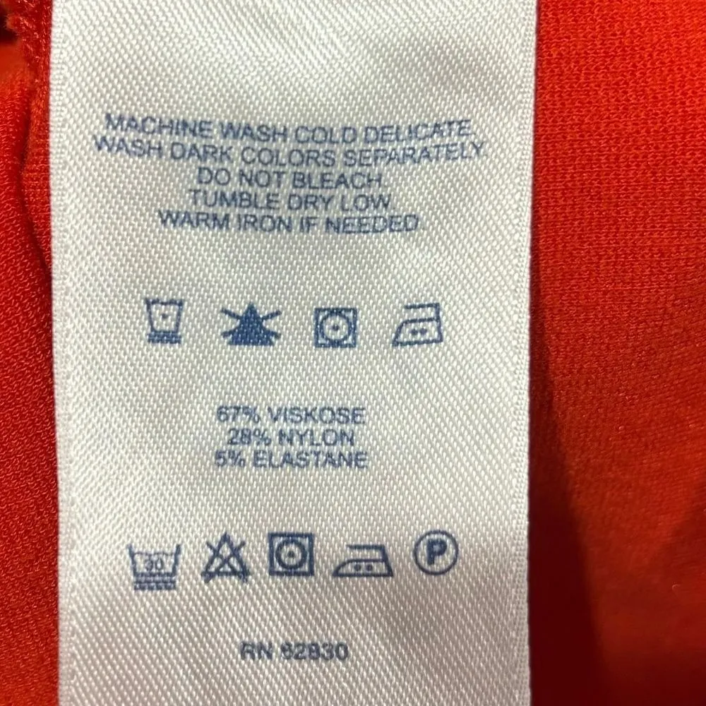 Lands' End Dress Womens 14 Orange V Neck Stretch Sheath Fitted Career Casual‎ - Image 5