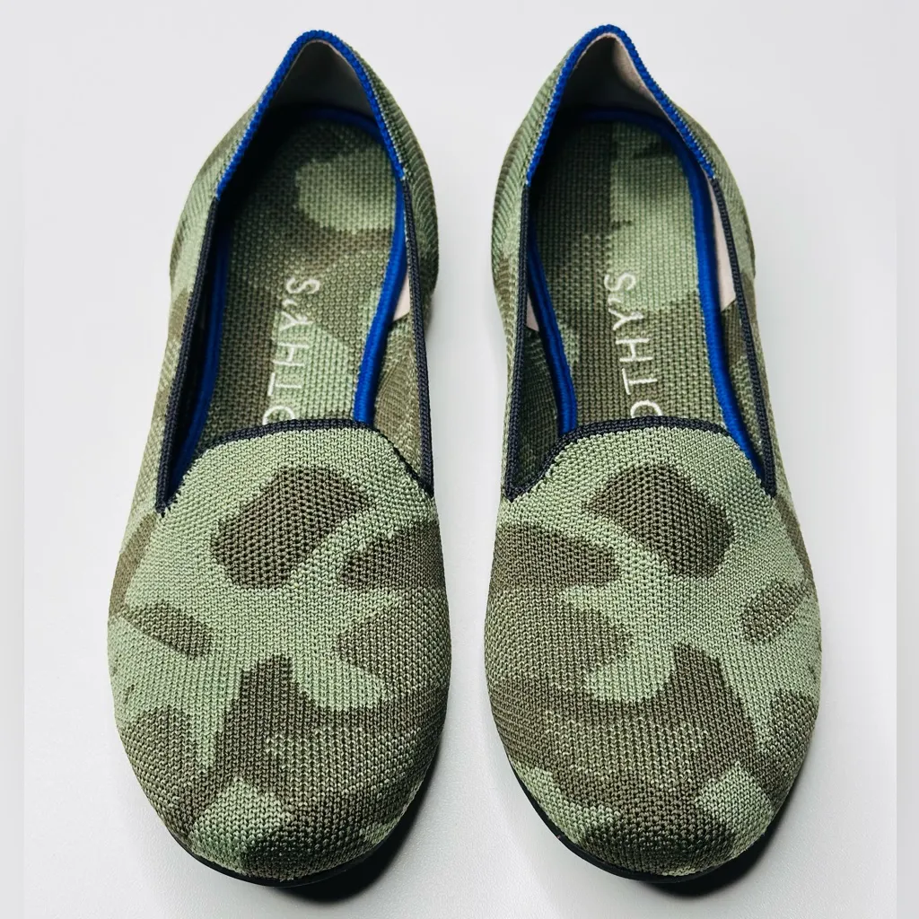 Rothys The Lounge Loafer Camo Camouflage Green Brown Shoe Flat - Image 10