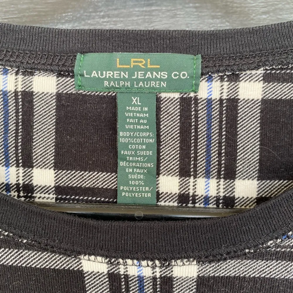 LRL Lauren Jeans Co Ralph Lauren Pullover Top Black Size XL - Image 6