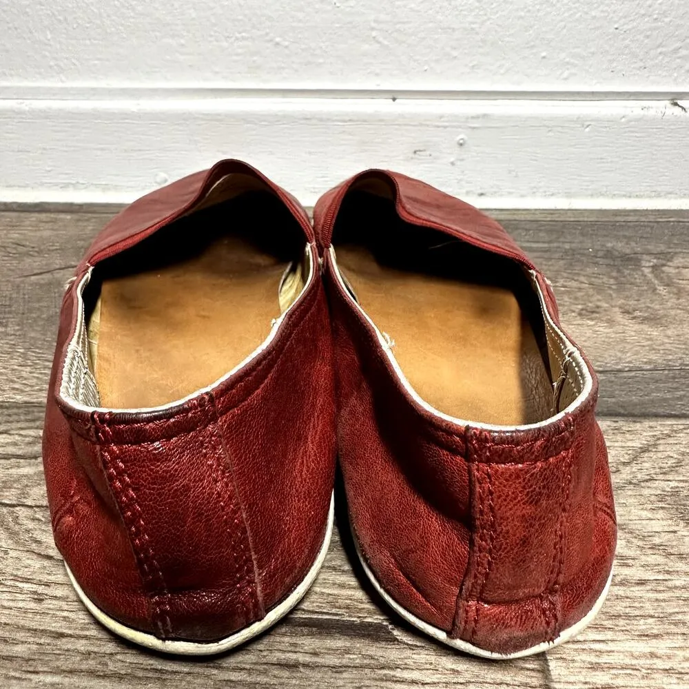 Frye Melanie Slip On Sneakers Burnished Vintage Leather Round Toe Cognac 10 - Image 5