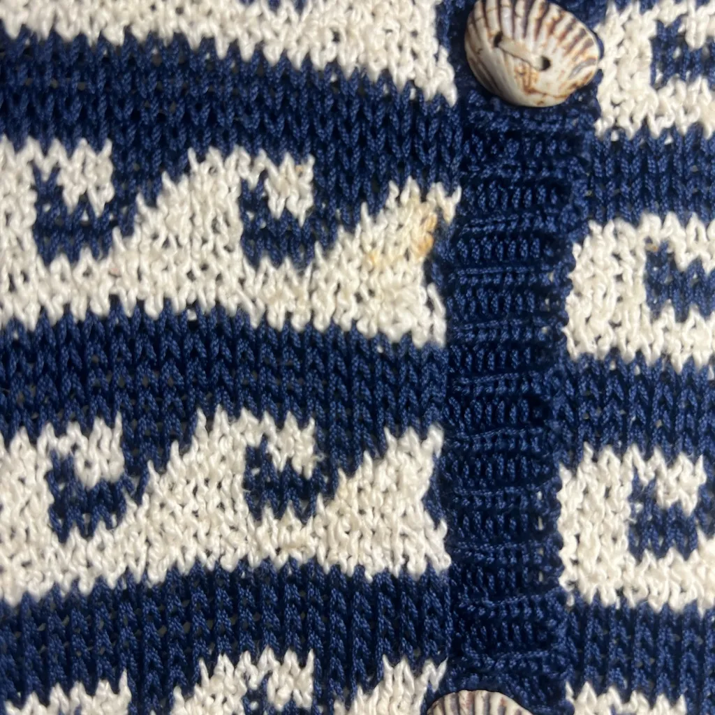 3 x $50 Vintage Nautical Navy Blue Knit Cardigan with Shell Buttons M Size M - Image 5