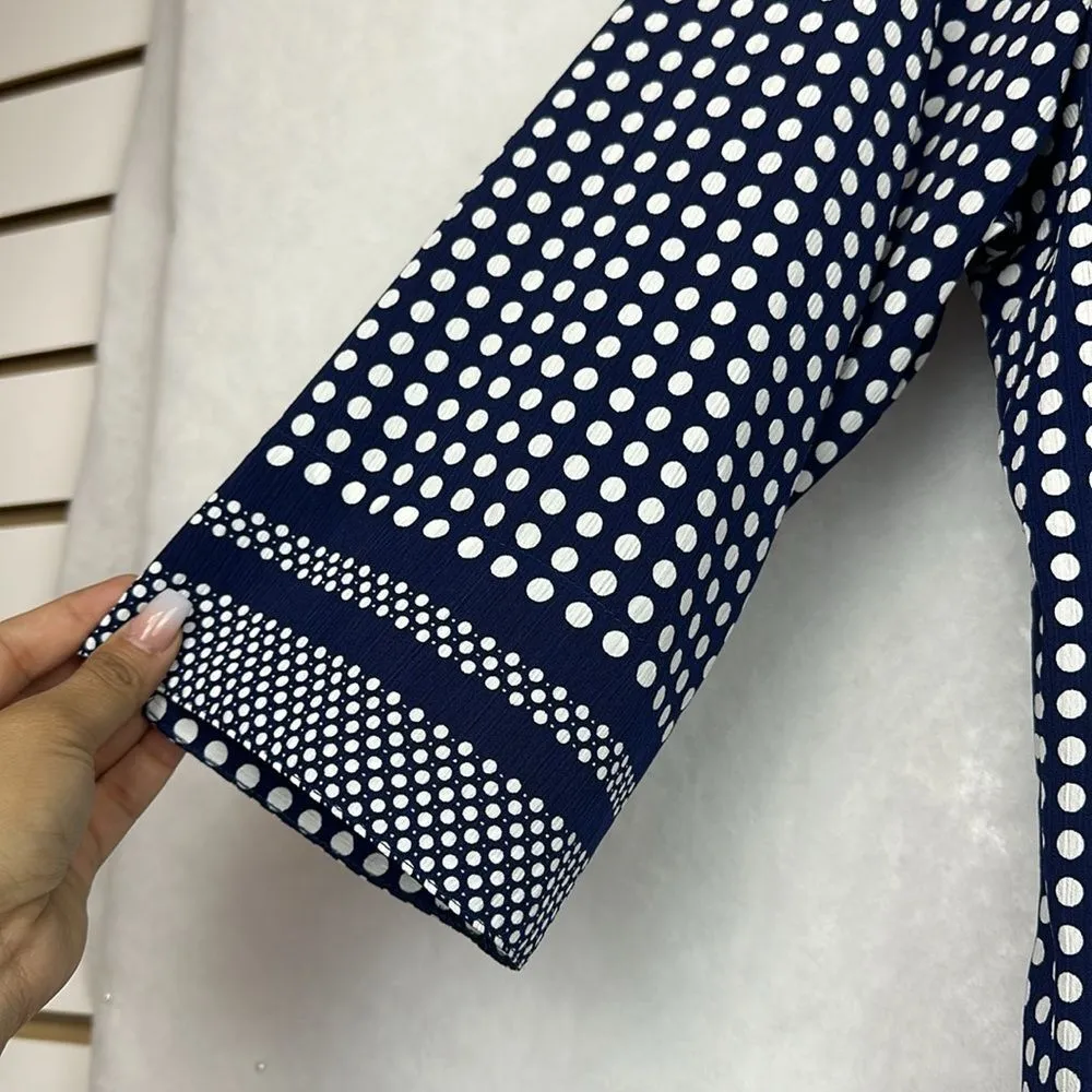 Allison Daley 3/4 Sleeves Button Up Shirt Women's Polka Dot Dark Blouse Sz 14 - Image 2